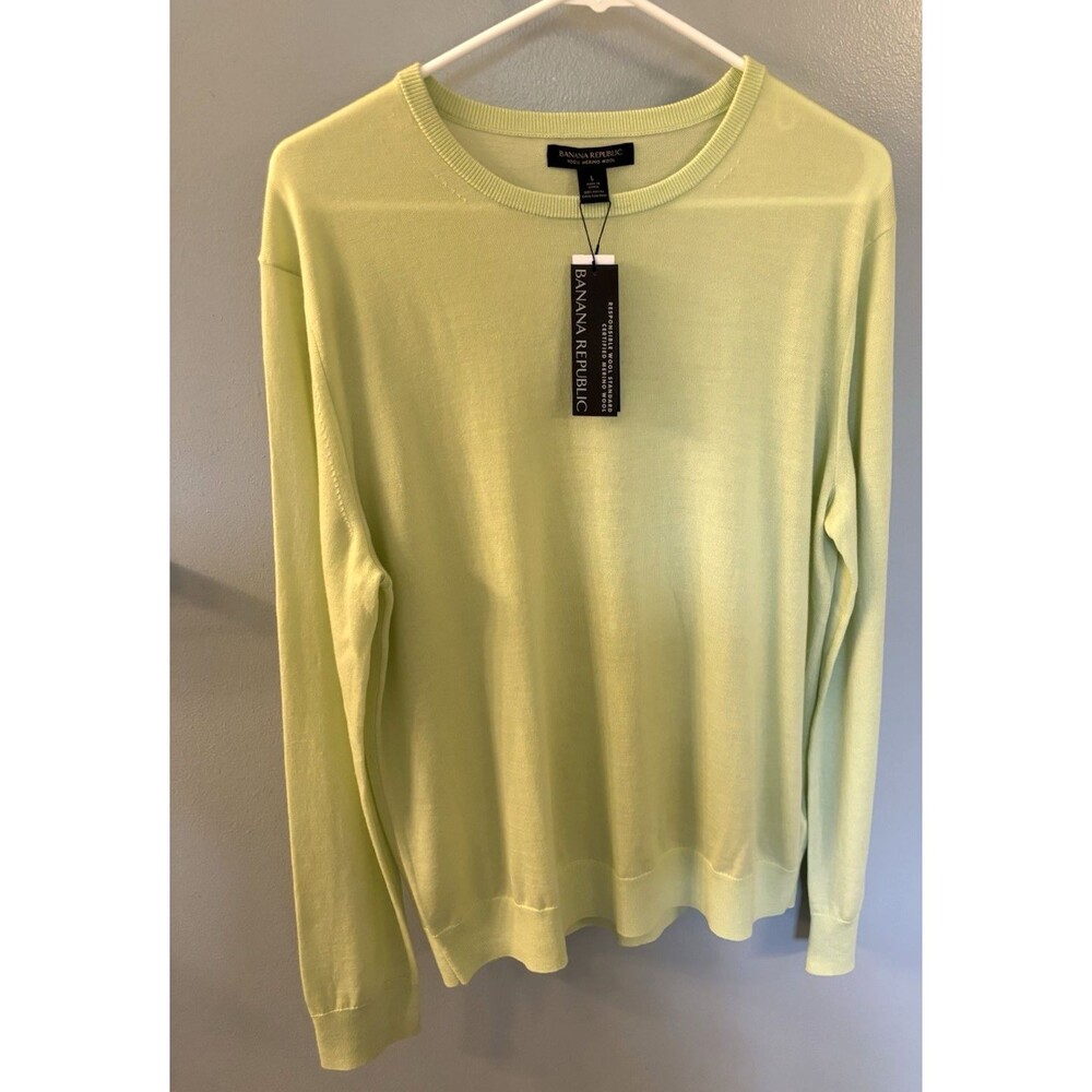 NWT Banana Republic Merino Wool Men’s Crewneck Sweater Green Size L
